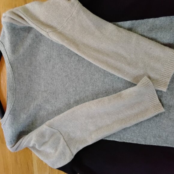 Neiman Marcus black grey tan color block cashmere sweater M L XL - Picture 4 of 8